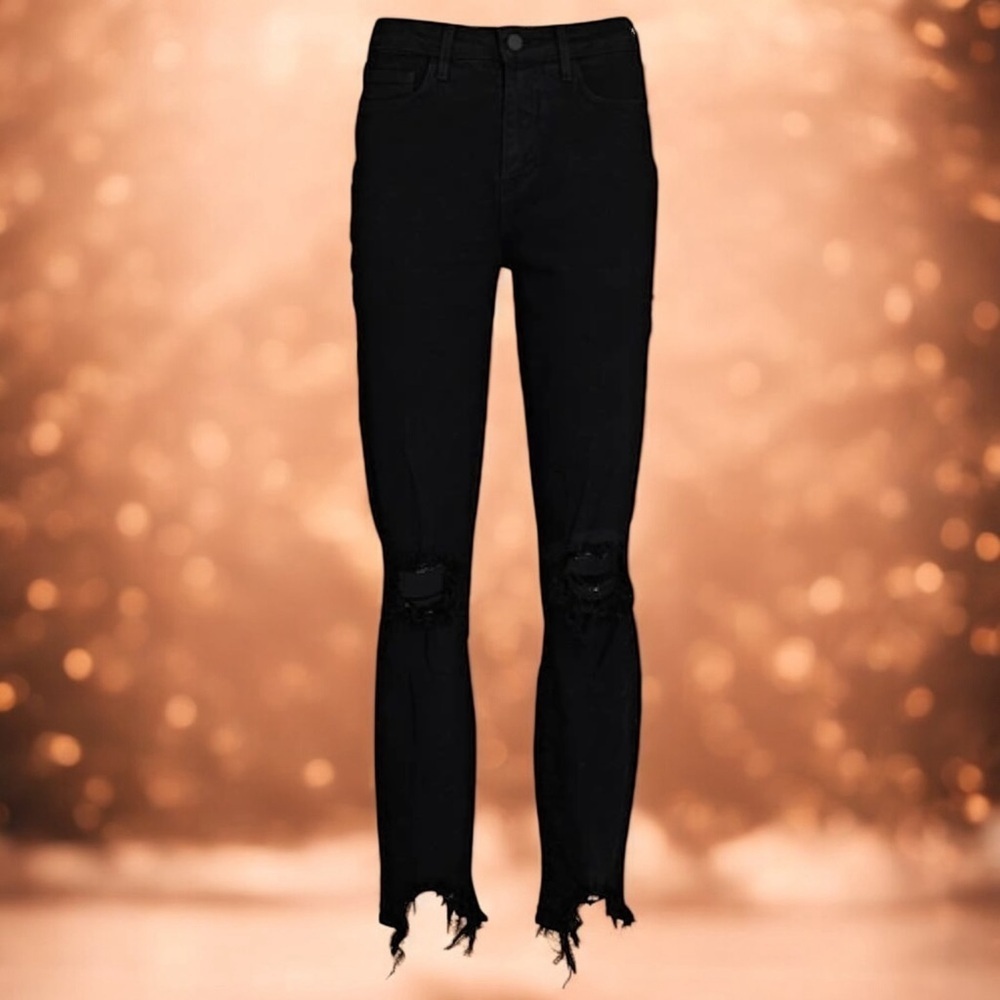 NWOT L’AGENCE ‘High Line Distressed Skinny Jeans’ in “Onyx Destruct” Size 24